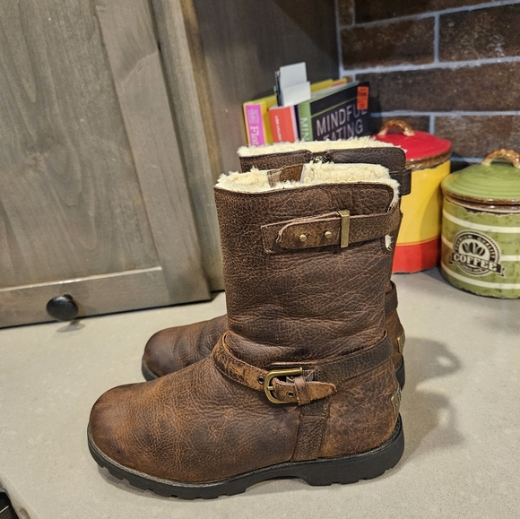 Ugg Brown Leather Moto Boots. Size 7. - Picture 8 of 14